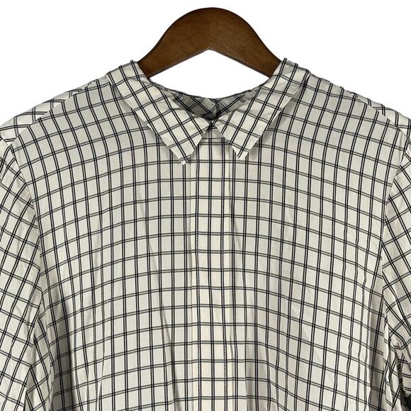 J. Jill Button Back Peter Pan Collar SIZE LARGE Womens Blouse Windowpane Plaid - Picture 5 of 10